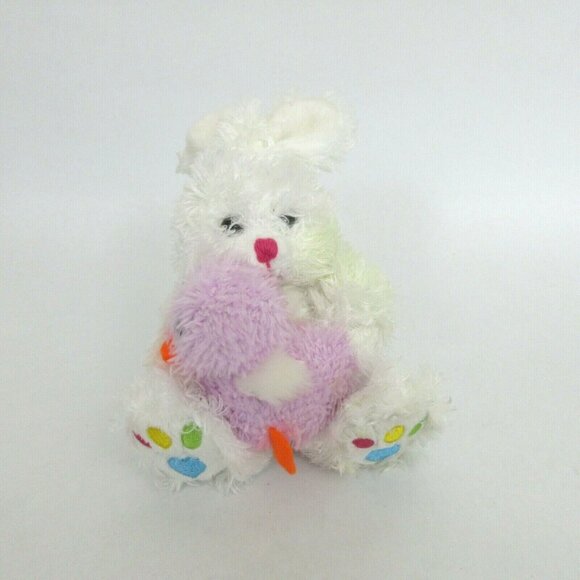 Fiesta EASTER BUNNY RABBIT 7" Tall White Plush with Purple Baby Chick Jelly Bean - Picture 1 of 8